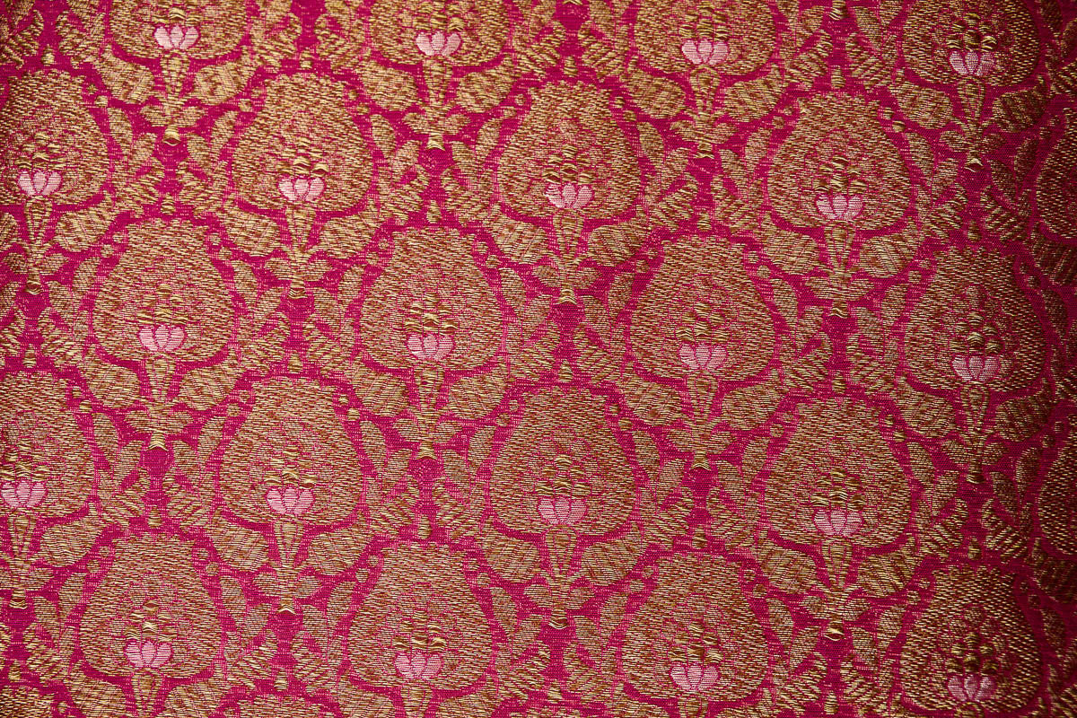 Fuchsia Pink Handwoven Banarasi Brocade Fabric