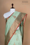 Sea Green Handwoven Banarasi Chanderi Silk Saree