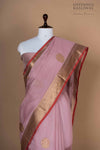 Onion Pink Handwoven Banarasi Chanderi Silk Saree