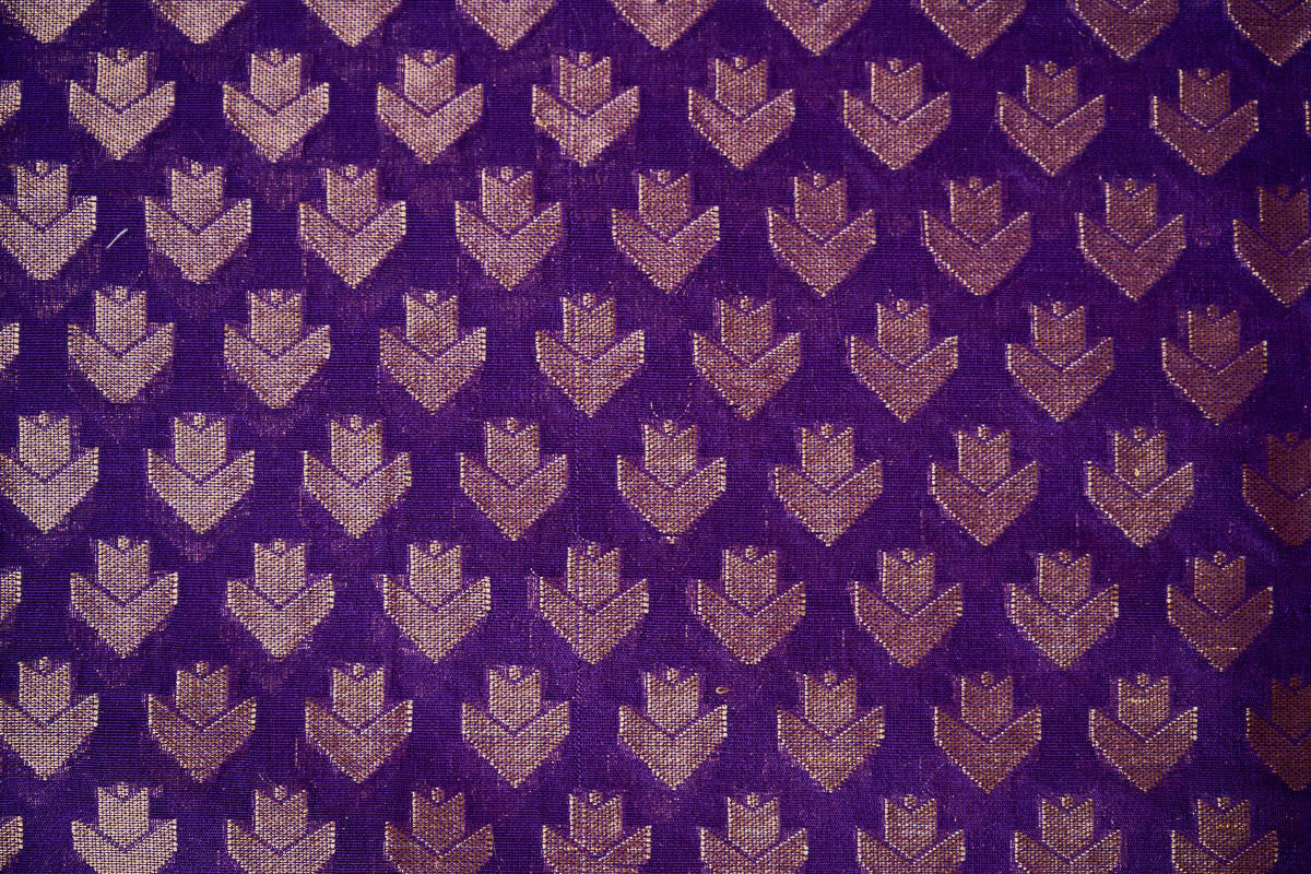 Purple Handwoven Banarasi Brocade Fabric