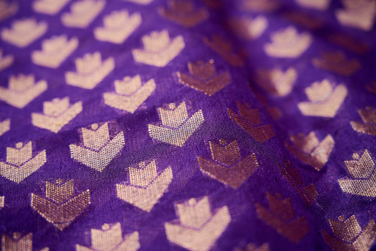 Purple Handwoven Banarasi Brocade Fabric