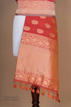 Orange Pink Handwoven Banarasi Silk Dupatta