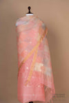 Peach Pink Handwoven Banarasi Linen Suit Piece