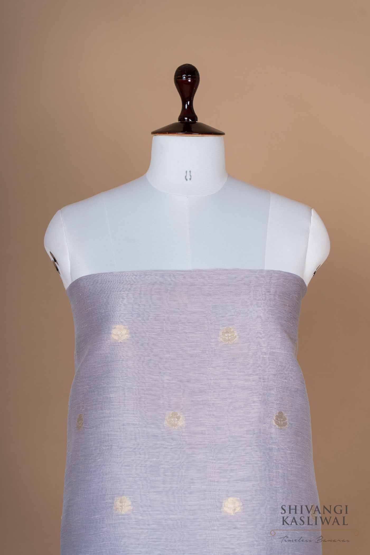 Lavender Handwoven Banarasi Linen Suit Piece