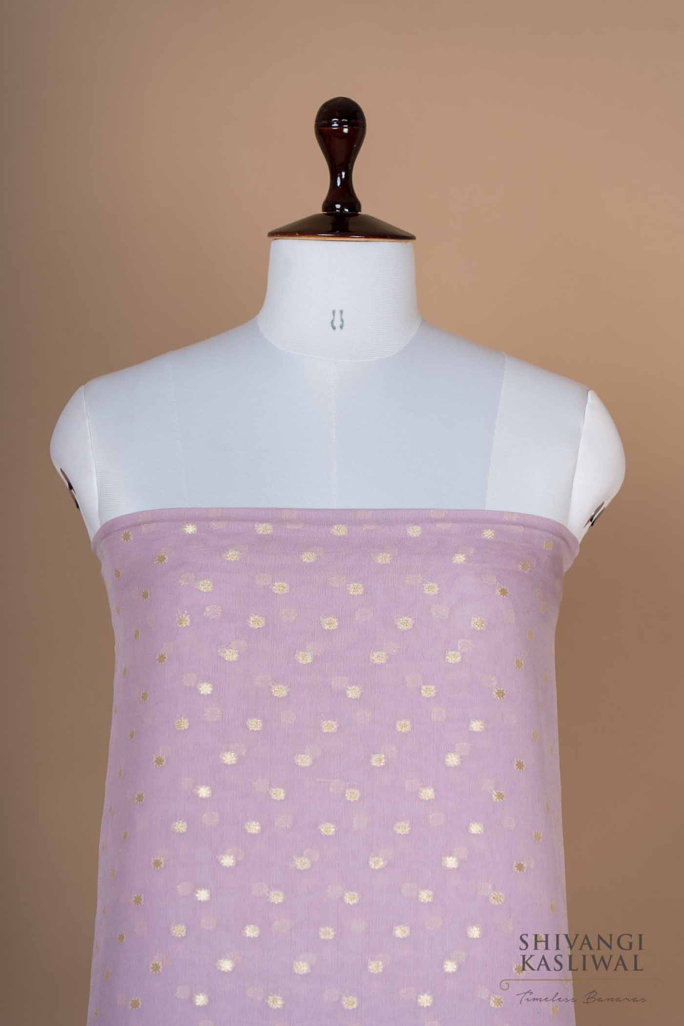 Lavender Handwoven Banarasi Georgette Suit Piece