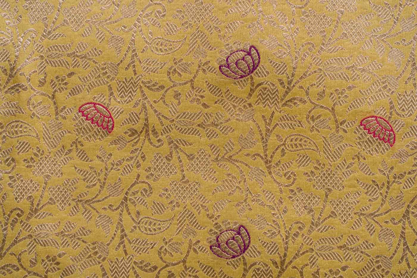 Yellow Handwoven Banarasi Brocade Fabric