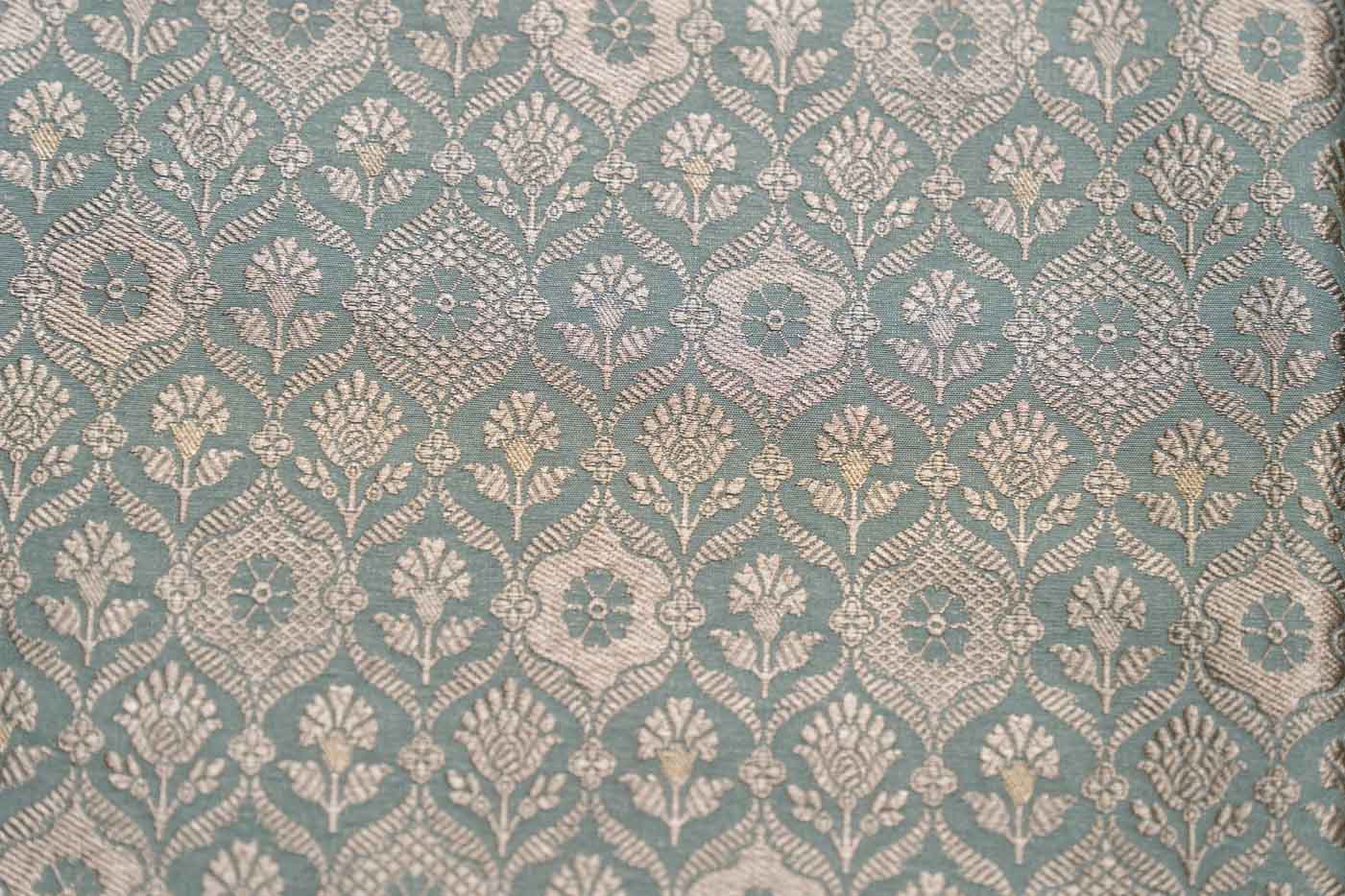 Powder Blue Handwoven Banarasi Brocade Fabric