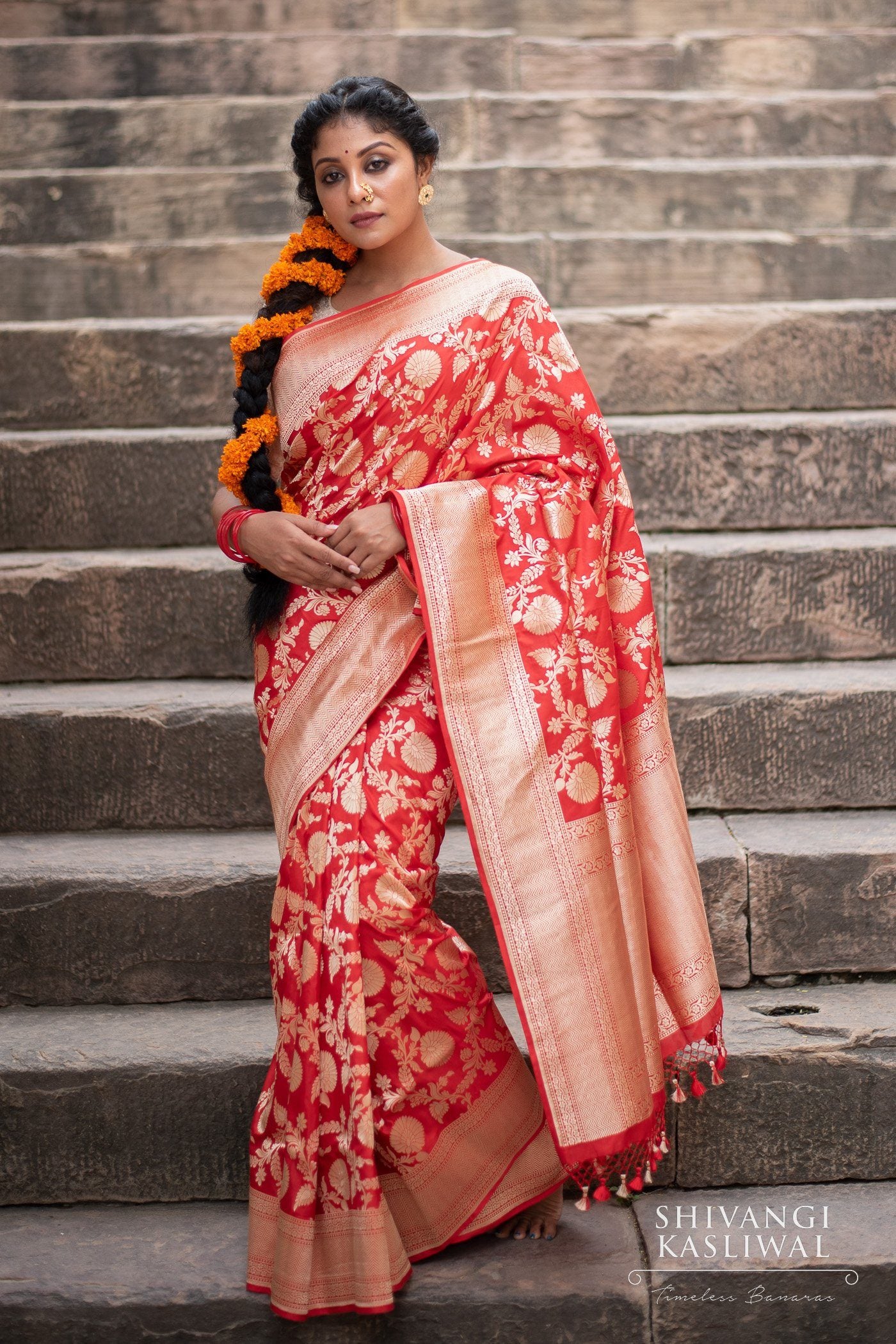 Red Woven Design Saree Blouse