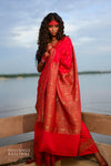 Red Handwoven Banarasi Crepe Silk Saree
