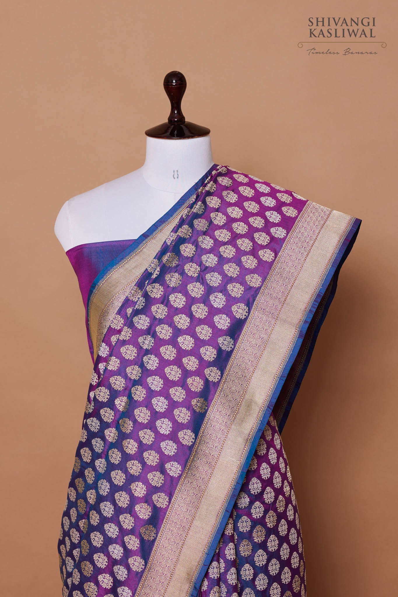 Purple Dual Tone Handwoven Banarasi Kadhua Silk Saree