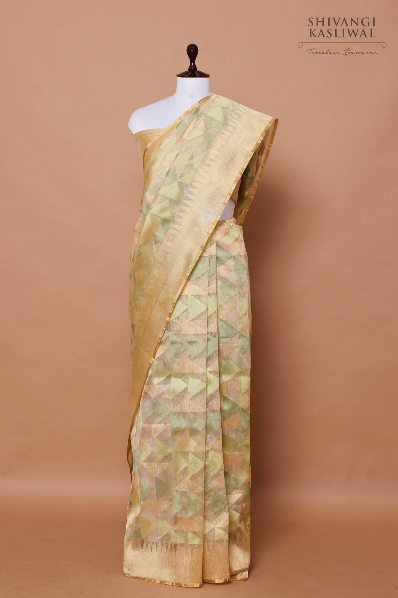 Ivory Handwoven Banarasi Net Tissue Silk Saree