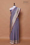 Blue Handwoven Banarasi Kora Cotton Saree