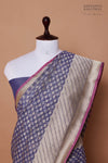 Blue Handwoven Banarasi Kora Cotton Saree