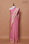 Pink Handwoven Banarasi Kora Cotton Saree