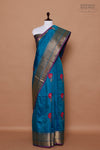 Peacock Blue Handwoven Banarasi Tussar Silk Saree