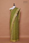 Olive Green Handwoven Banarasi Kadhua Cotton Saree