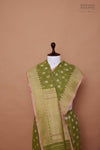 Olive Green Handwoven Banarasi Kadhua Cotton Saree