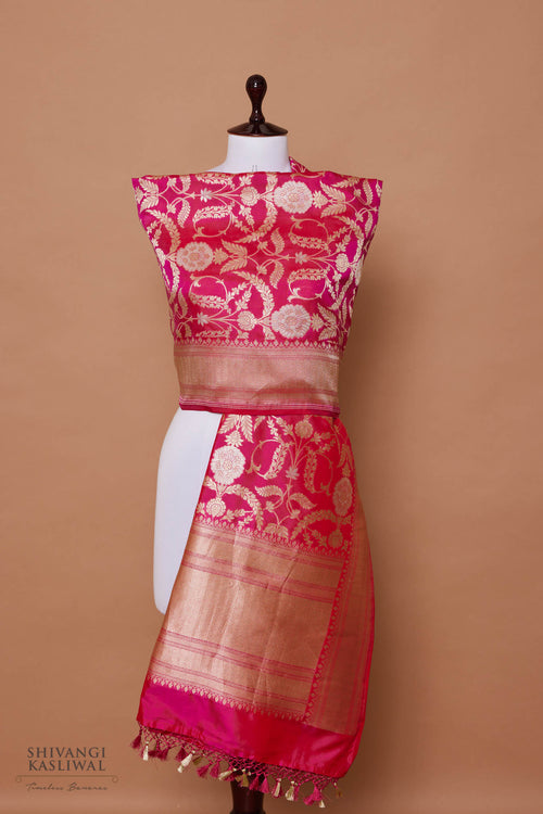 Pink Dual Tone Handwoven Banarasi Katan Silk Dupatta
