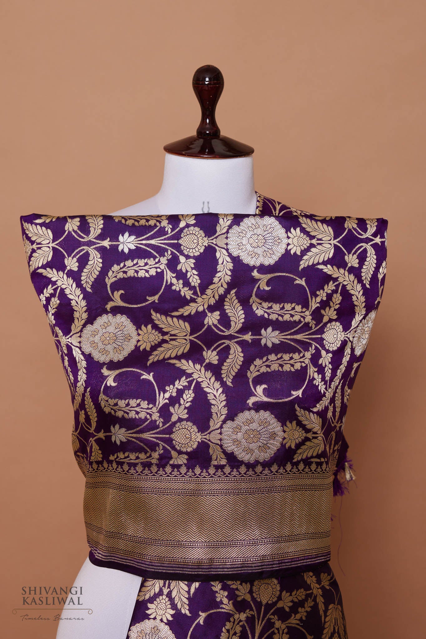Purple Handwoven Banarasi Katan Silk Dupatta