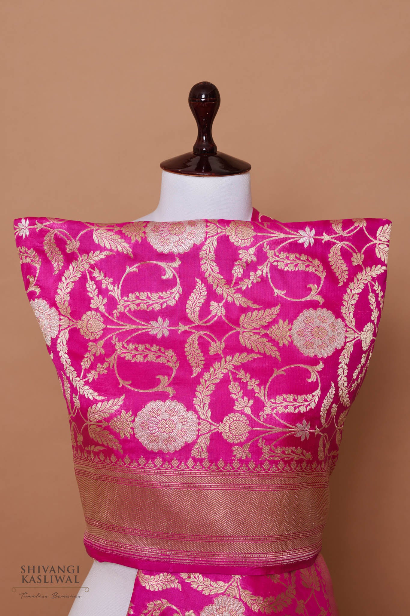 Rani Pink Handwoven Banarasi Katan Silk Dupatta