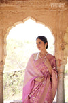 Pink Handwoven Banarasi Moonga Silk Saree