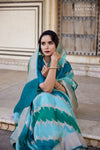 Blue Green Handwoven Banarasi Organza Silk Saree