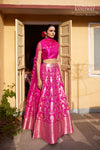 Pink Handwoven Banarasi Silk Lehenga