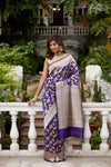 Purple Handwoven Banarasi Silk Saree