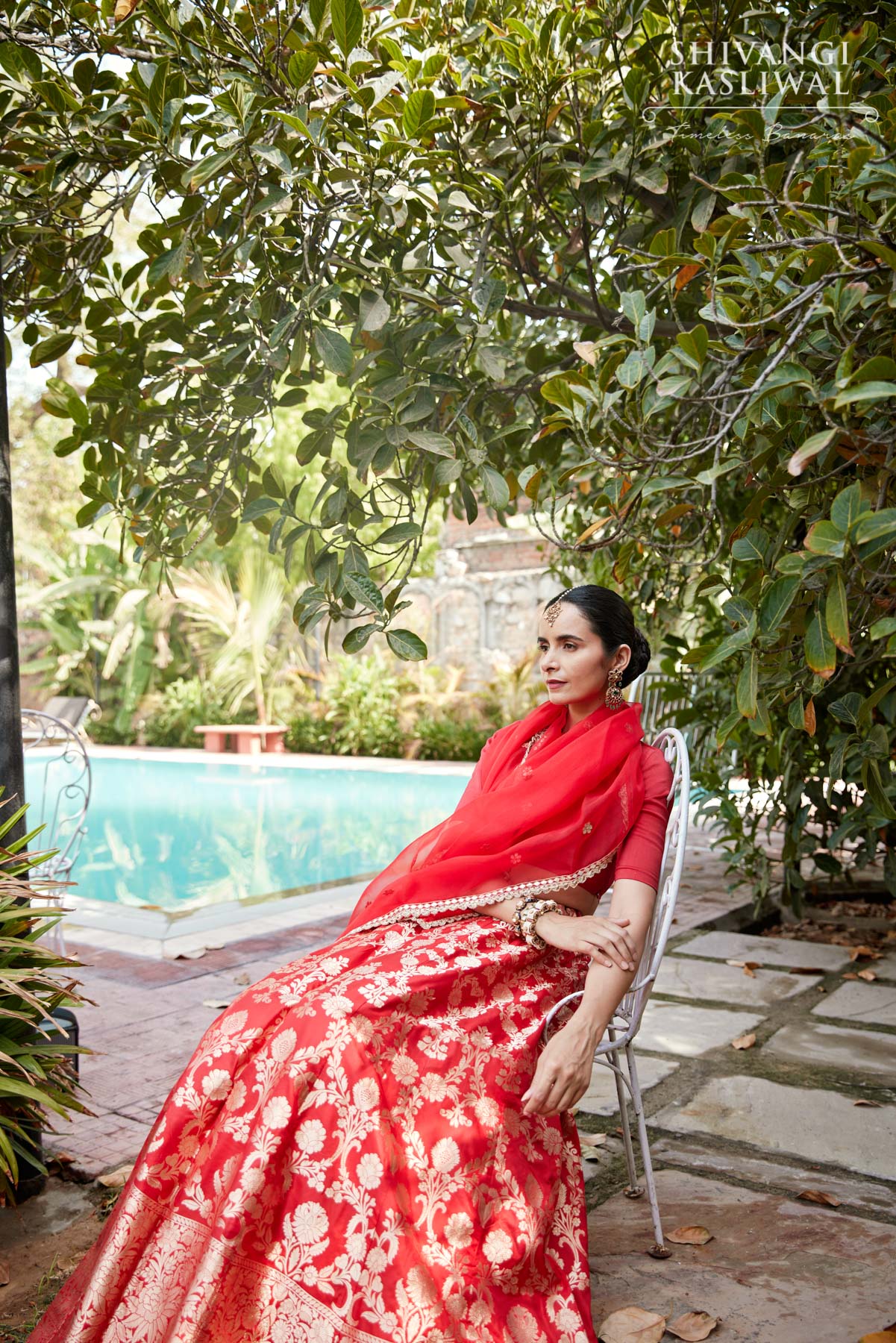 Red Handwoven Banarasi Silk Lehenga