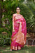 Red Rani Pink Banarasi Organza Silk Leheriya Saree