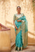 Turquoise Blue Banarasi Organza Silk Leheriya Saree