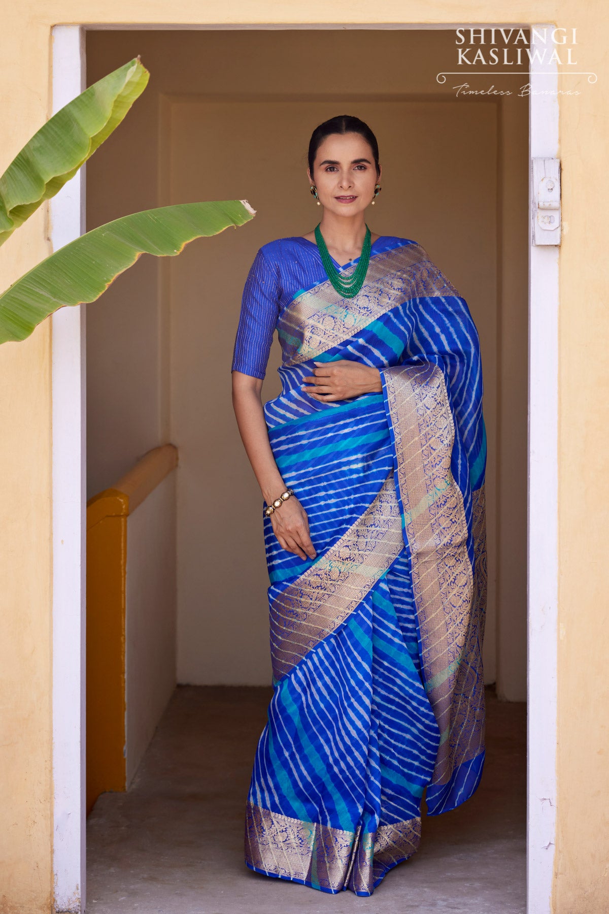 Blue Leheriya Draped Saree