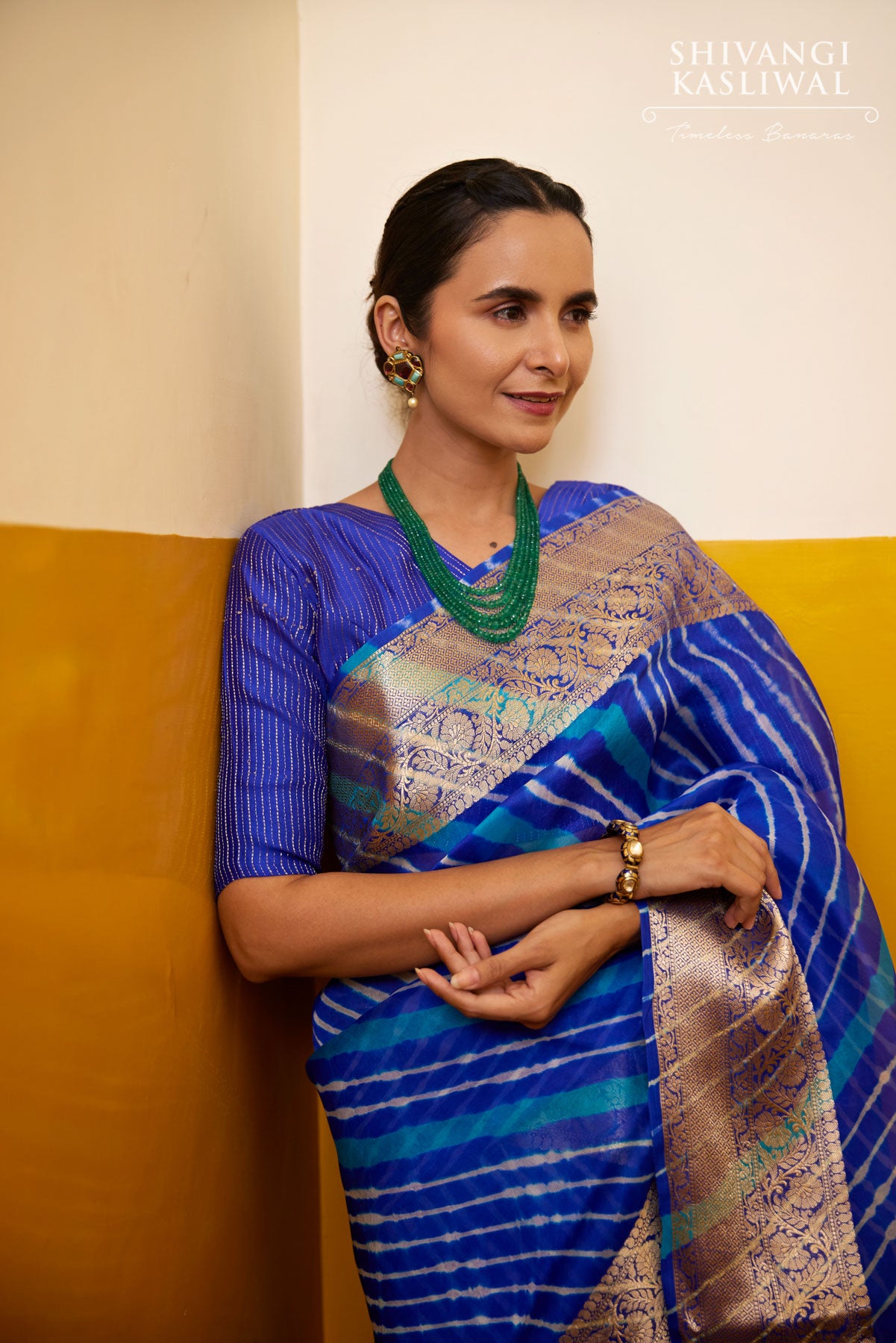 Blue Banarasi Organza Silk Leheriya Saree