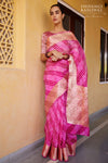 Pink Banarasi Organza Silk Leheriya Saree