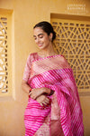Pink Banarasi Organza Silk Leheriya Saree