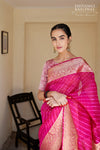 Rani Pink Banarasi Organza Silk Leheriya Saree