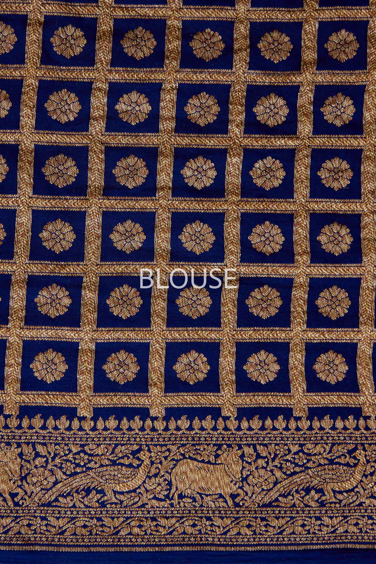 Navy Blue Handwoven Banarasi Crepe Silk Saree