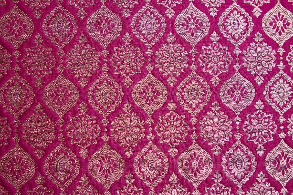 Fuchsia Pink Handwoven Banarasi Brocade Fabric