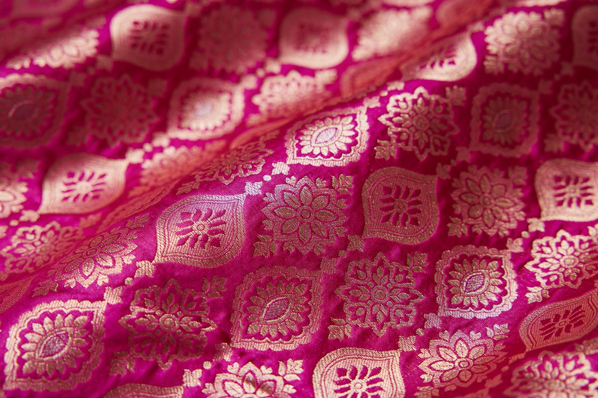 Fuchsia Pink Handwoven Banarasi Brocade Fabric