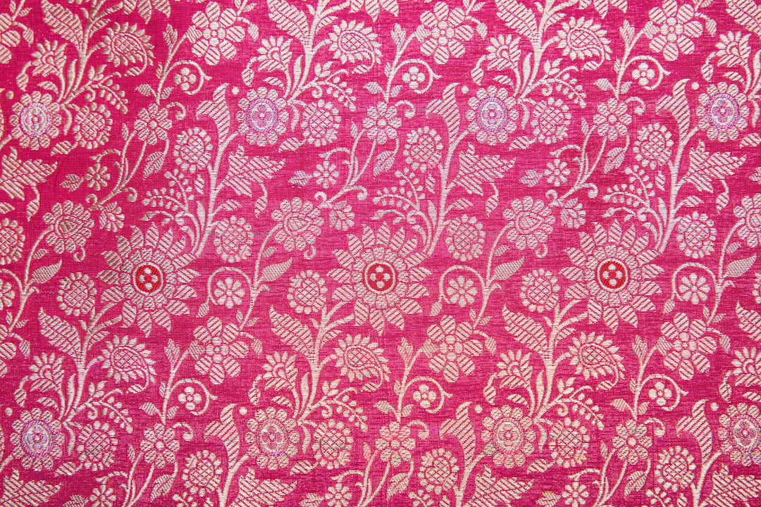 Rani Pink Handwoven Banarasi Brocade Fabric