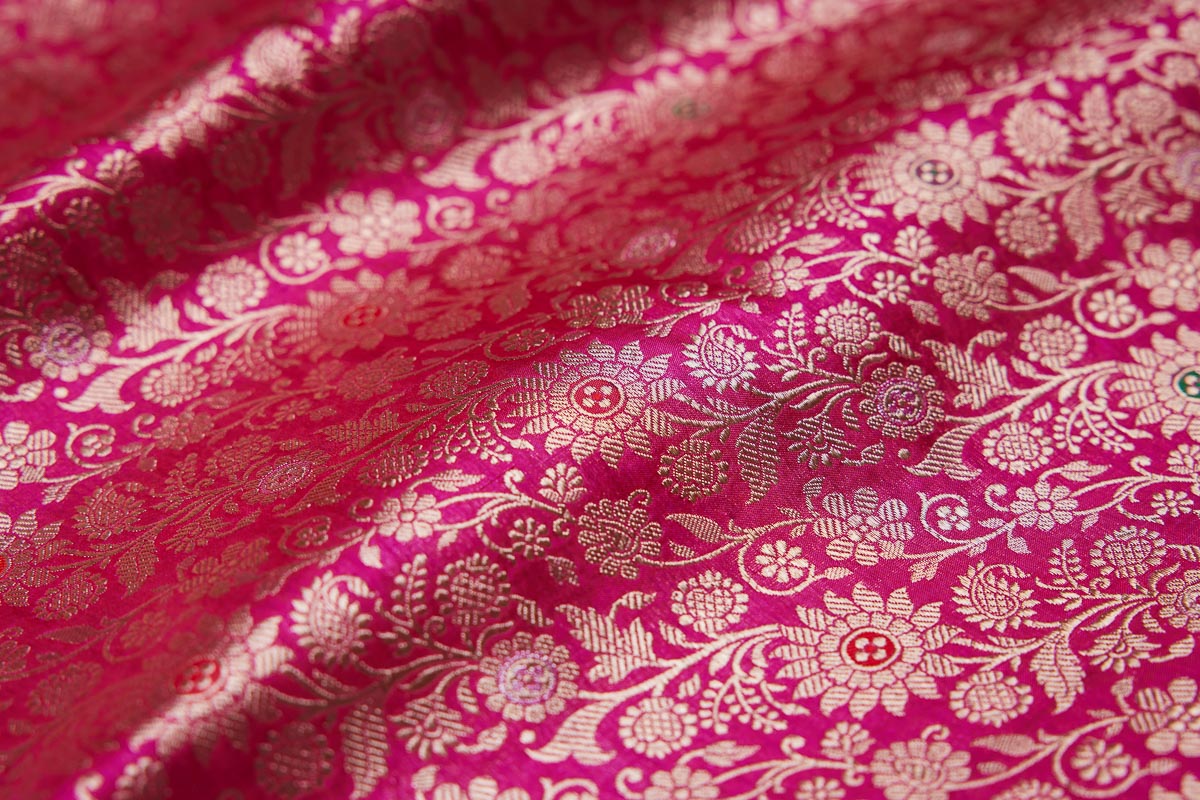 Rani Pink Handwoven Banarasi Brocade Fabric
