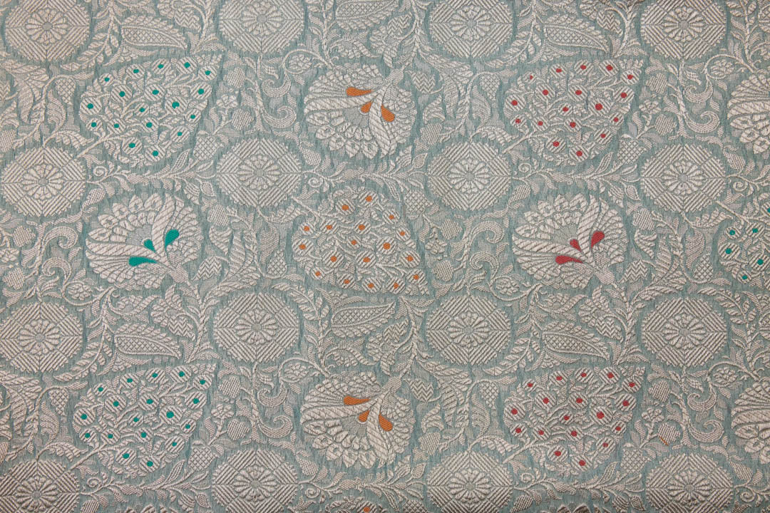 Powder Blue Handwoven Banarasi Brocade Fabric