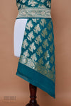 Peacock Blue Handwoven Banarasi Georgette Dupatta