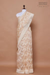 Light Beige Handwoven Banarasi Net Tissue Silk Saree