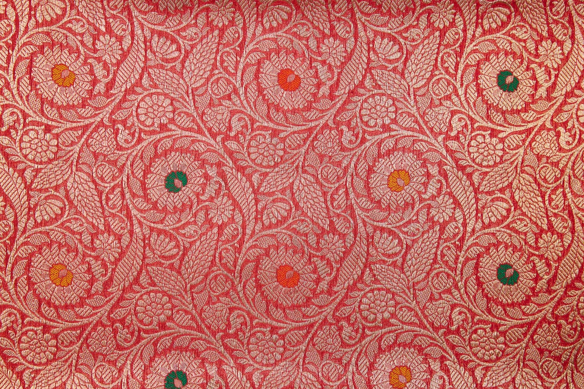 Red Handwoven Banarasi Brocade Fabric