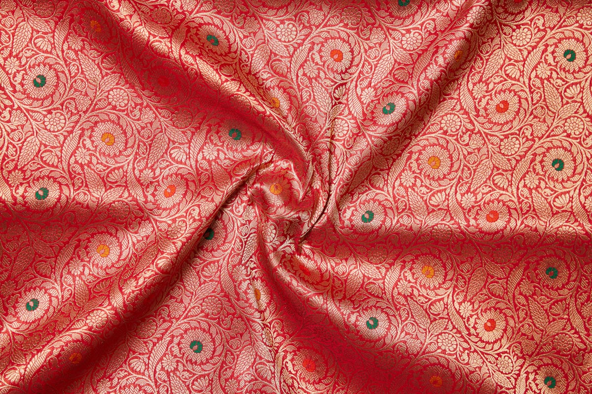 Red Handwoven Banarasi Brocade Fabric