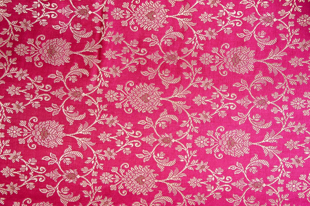 Rani Pink Handwoven Banarasi Satin Brocade Fabric