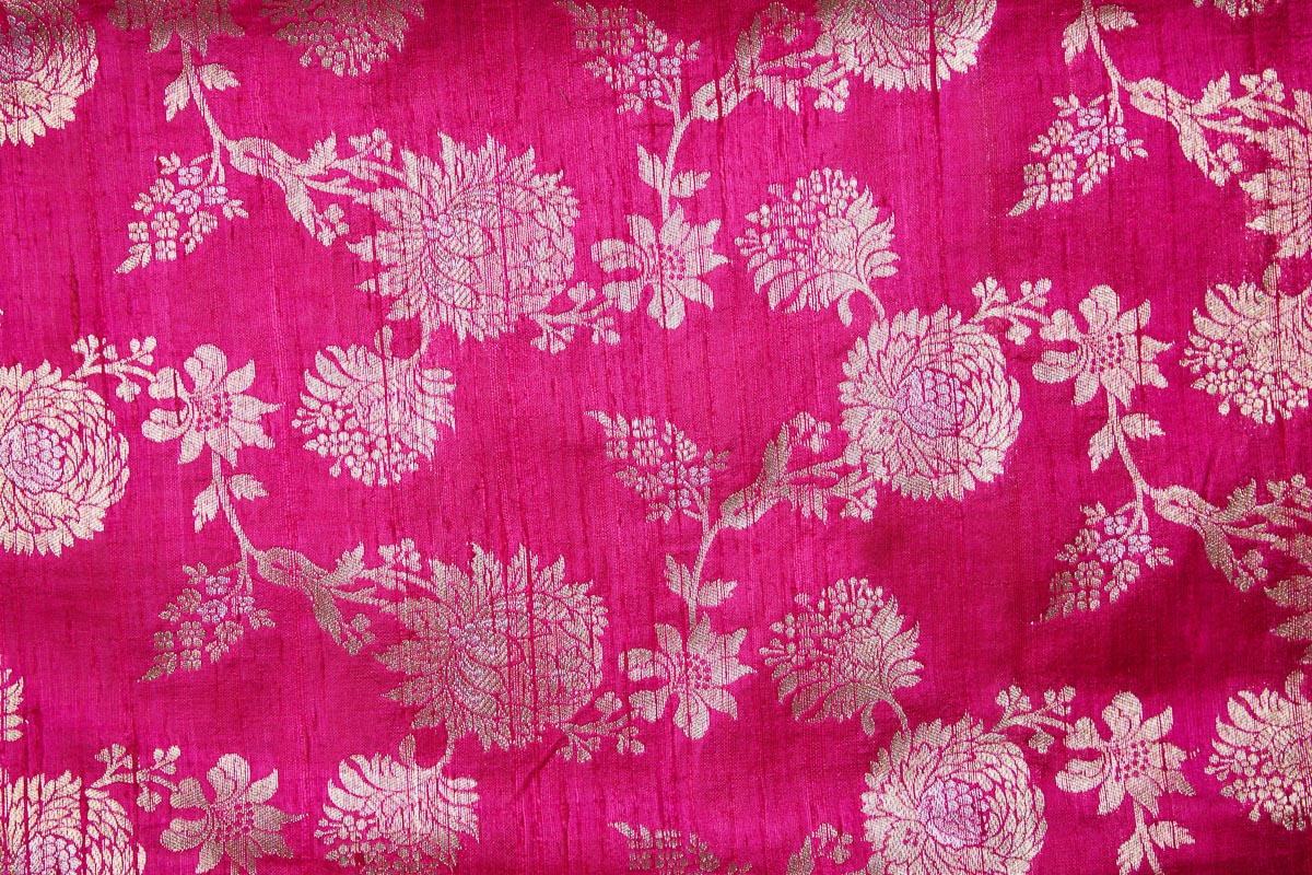 Rani Pink Handwoven Banarasi Raw Silk Fabric