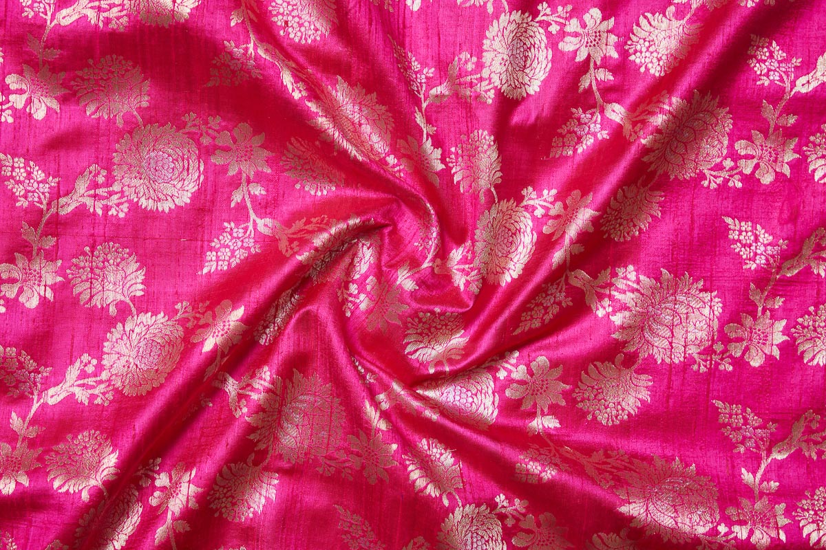 Rani Pink Handwoven Banarasi Raw Silk Fabric