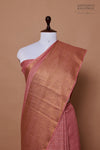 Peach Pink Handwoven Banarasi Moonga Silk Saree